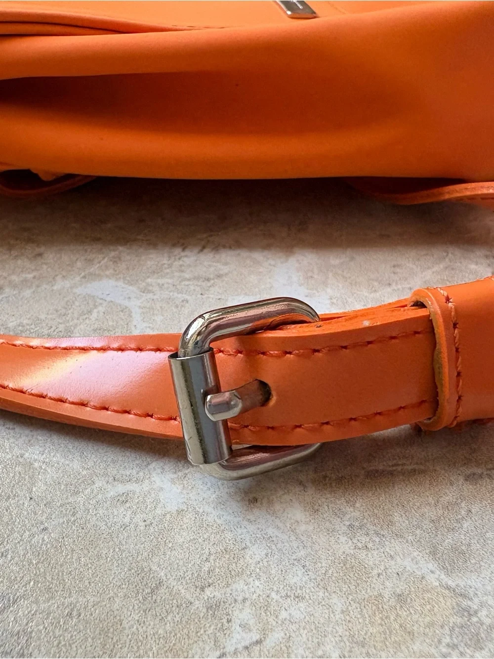 Nine West Orange Crossbody with Metal Logo Plaque